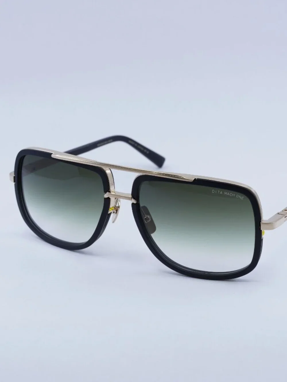 Dita MACH-ONE-DRX-2030-F-59 Sunglasses Black Aviator Frame, Green Lenses